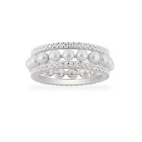 APM Monaco 春夏好礼 双圈珍珠镶戒指独特设计时尚银戒指A