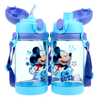 Disney 迪士尼 宝宝吸管杯儿童学饮水杯直饮双盖两用水壶婴儿喝水杯子幼儿饮水瓶小孩防摔背带水杯