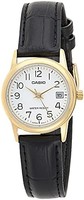 CASIO 卡西欧 #LTP-V002GL-7B2 女式金色皮革表带方便阅读表盘日期手表