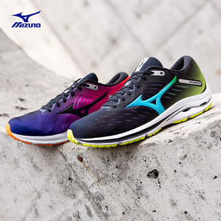 Mizuno 美津浓 Wave Rider 24 中性跑鞋 J1GC200818 黑色/蓝色/黄色 42