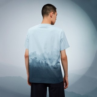 HLA 海澜之家 三国系列 男士圆领短袖T恤 HNTBW2U022A 蓝灰渐变 4XL