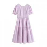 INMAN 茵曼 女士中长款连衣裙 K18225540 粉紫色 L