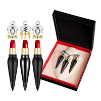 Christian Louboutin 黑管唇膏套装 (水润丝缎#001Rouge Louboutin经典正红3.8g+丝绒哑光#001M Rouge Louboutin路铂廷红3.8g+#005M全糖3.8g)