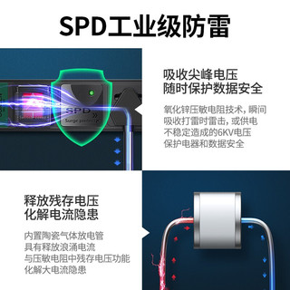 UGREEN 绿联 防雷PDU机柜插座 机房电源插排 8位10A家用长插座/排插/插线板/接线板/拖线板 总控线长1.8米全长2.25米