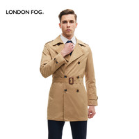 伦敦雾春季新品英伦合身风衣外套双翻双排扣斜插袋净色中款风衣男