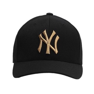 mlb 美国职棒大联盟 中性运动棒球帽 黑色 ny金色大标硬顶