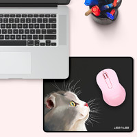 LESAILES 飞遁 300*250*3mm猫咪黑色游戏电竞鼠标垫 中号锁边电脑键盘桌垫 易清洁
