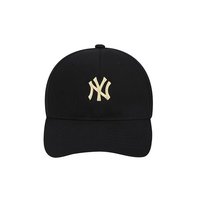 MLB 美国职棒大联盟 中性运动棒球帽 黑色 NY金色小标软顶
