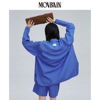 MOVBAIN 毛边女孩 高支高密衬衣克莱因蓝衬衫套装女短裤男女同款