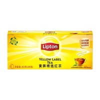 PLUS会员：Lipton 立顿 黄牌精选经典 冲饮袋泡茶包 2g*25包