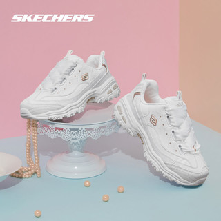 SKECHERS 斯凯奇 女鞋熊猫鞋蝴蝶结系带时尚老爹鞋休闲百搭运动小白鞋11976