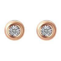 I Do Round系列 EXS00039 圆形18K玫瑰金钻石耳钉 0.06克拉 I-J 1.1g