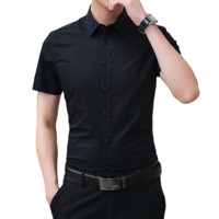 啄木鸟 男士短袖衬衫 CS-184 黑色 3XL