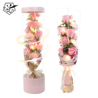 母亲节11朵康乃馨粉玫瑰香皂花束礼盒