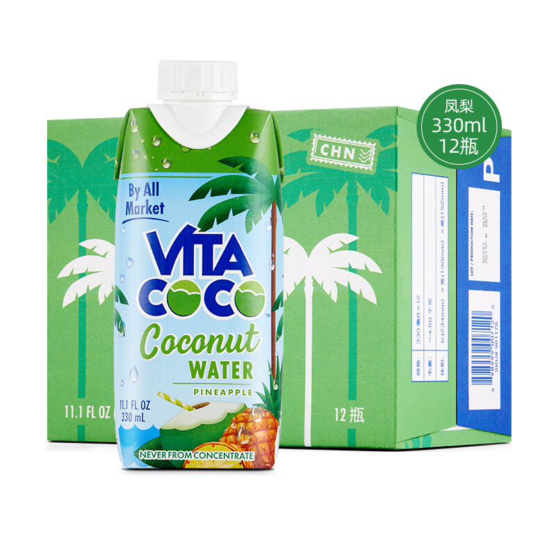 VITA COCO 唯他可可 椰子水 凤梨味 330ml*12瓶