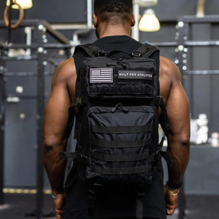 无贼WZJP健身肌肉男军迷战术双肩背包训练收纳包大容量45L升电脑 加强型健身战术双肩包黑色