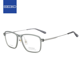 SEIKO 精工 眼镜框男女款全框钛材+板材钛赞眼镜架商务休闲配镜光学镜架TS6101 0305 56mm湖绿色框枪灰腿