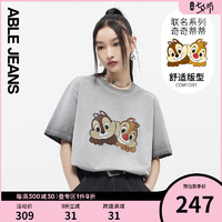 ABLE JEANS 欧帛牛仔 ABLEJEANS2022夏季新款奇奇蒂蒂男女同款圆领宽松短袖T恤781286