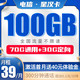 中国电信 纯流量卡5G手机卡不限速上网卡低月租电话卡号码卡全国通用 星汉卡39元100G+300分钟-SX1