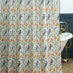 Gafuhome V&A博物馆联名复古遮光浴帘 宽1.2m*高1.8m 橘色郁金香与紫鸟