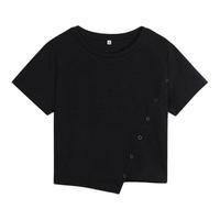 JEANSWEST 真维斯 女士圆领短袖T恤 JR-21-271013 黑色 XL