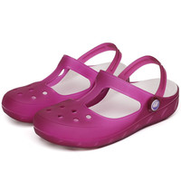 华美健步 女士低跟凉鞋 HM2136 浅紫色 37