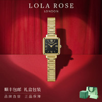 LOLA ROSE 珞拉芮丝 罗拉玫瑰黑金小方砖 复古石英潮流手表女七夕礼物送女友