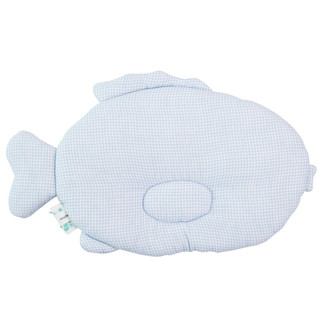 Purcotton 全棉时代 800-003225 婴儿定型枕头 蓝白格小鱼 34*21cm