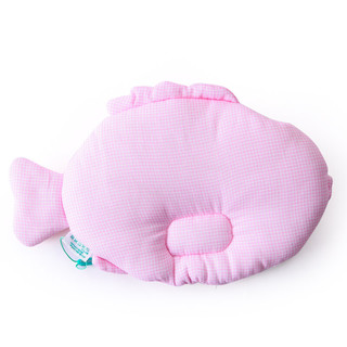 Purcotton 全棉时代 800-003225 婴儿定型枕头 粉白格小鱼 34*21cm
