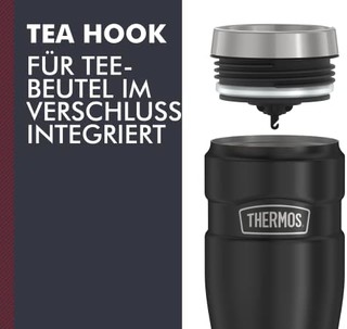 THERMOS 膳魔师 Coffee-to-Go 保温杯 上佳不锈钢材质 4002.232.047 0.47L，7小时保温/18小时保冷，不含BPA，黑色不锈钢垫