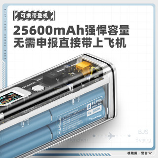 闪极（Sharge） 100W可视化充电宝快充25600mAh大容量移动电源赛博机甲适用手机笔记本 超级移动电源（精致白）