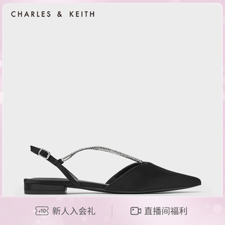 CHARLES＆KEITH春新款CK1-70900271-B女士时尚半宝石链条尖头凉鞋