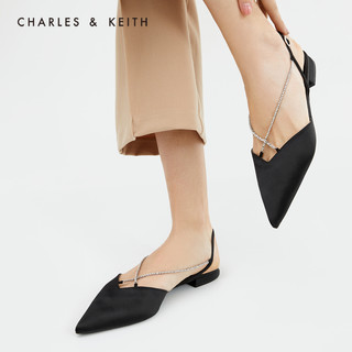 CHARLES＆KEITH春新款CK1-70900271-B女士时尚半宝石链条尖头凉鞋