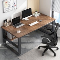 PLUS会员：悦美妙 家用办公书桌 拉丝黑橡木色 140*60cm