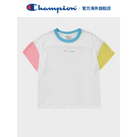 Champion 冠军官方T恤夏季女装潮流经典时尚基础拼接色圆领短袖T恤