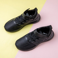 adidas 阿迪达斯 男小童鞋时尚舒适透气低帮绑带跑步鞋运动鞋儿童小黑鞋