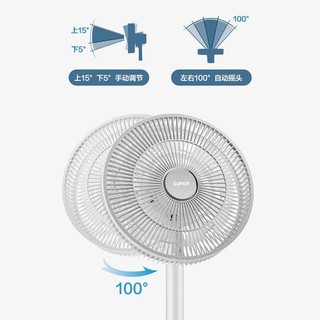 SUPOR 苏泊尔 家用智能电风扇可定时遥控台地两用大风量落地扇轻音循环扇空气净化扇 白色