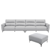  顾家家居 KUKA  DK.1105 头层牛皮沙发 四人位+脚踏 松烟灰