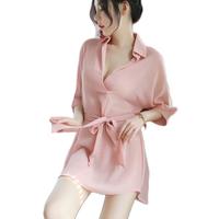 媚の火 女士睡裙腰带T裤套装 SQ7060 3件套 藕粉
