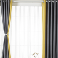 竹月阁 zygCPCL 全遮光窗帘 轻奢灰拼黄 1.1*1.8m-1.6*1.8m 2片装 升级加厚款