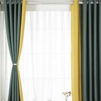 竹月阁 zygCPCL 全遮光窗帘 墨绿拼黄 1.1*2m-1.6*2m 1片装 升级加厚款