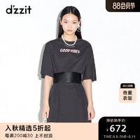 dzzit地素 春夏专柜新款休闲修身印花设计感小众T恤裙女3D3O4141A