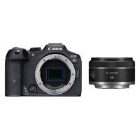 Canon 佳能 EOS R7 APS-C画幅 微单相机 黑色 RF 50mm F1.8  定焦镜头 单头套机