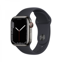Apple 苹果 Watch S7 午夜色运动表带 45mm蜂窝 MNAX3CH/A (石墨不锈钢)