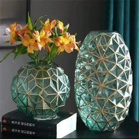 MUID 七夕创意欧式几何描金玻璃花瓶现代客厅餐桌摆件透明鲜花水养插花