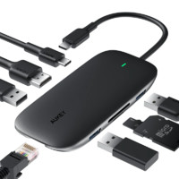 AUKEY Type-C八合一扩展坞HDMI 4k转换器千兆网卡网线口转接头分线器适用苹果华为笔记本