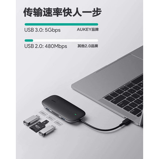 AUKEY Type-C八合一扩展坞HDMI 4k转换器千兆网卡网线口转接头分线器适用苹果华为笔记本