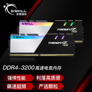 G.SKILL 芝奇 焰光戟系列 DDR4 3200MHz RGB 台式机内存 灯条 黑白 64GB 32GBx2 F4-3200C16D-64GTZN