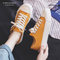 TARRAMARRA 饼干帆布鞋女春夏新款平底韩版潮流系带休闲鞋学生百搭板鞋TA5023