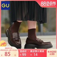 GU极优女式厚底乐福鞋复古单鞋335128